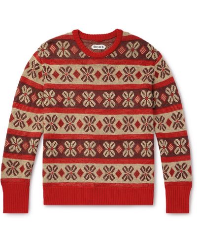 Bode Begonia Wool-jacquard Sweater - Red