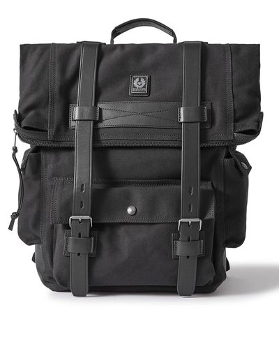 Belstaff Bruce Leather-trimmed Nylon-canvas Backpack - Black