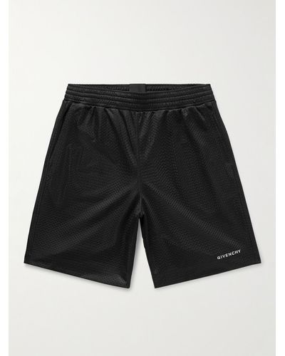Givenchy Straight-leg Logo-embroidered Mesh Shorts - Black