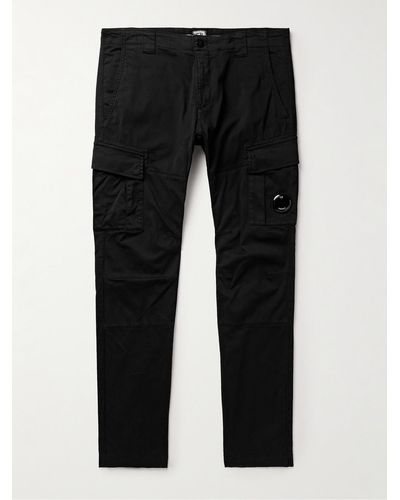 C.P. Company Slim-fit Logo-appliquéd Cotton-blend Cargo Trousers - Black