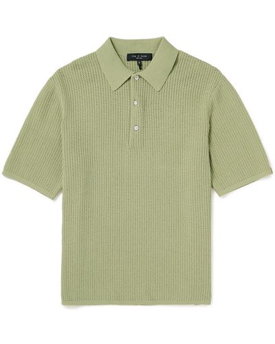 Rag & Bone Nolan Crochet-knit Polo Shirt - Green