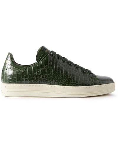 Tom Ford Warwick Croc-effect Patent-leather Sneakers - Green