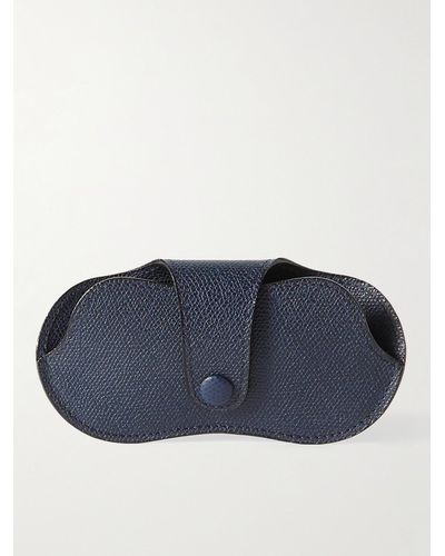 Valextra Pebble-grain Leather Sunglasses Case - Blue