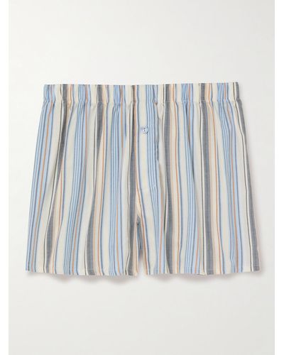 Hanro Fancy Striped Lyocell And Cotton-blend Boxer Shorts - Blue