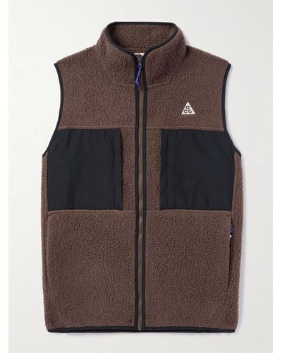 Nike Acg Arctic Wolf Logo-embroidered Polartec® Fleece And Shell Vest - Brown