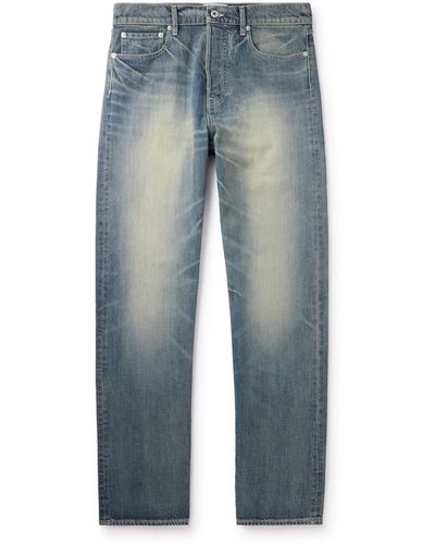KENZO Straight-leg Logo-embroidered Jeans - Blue