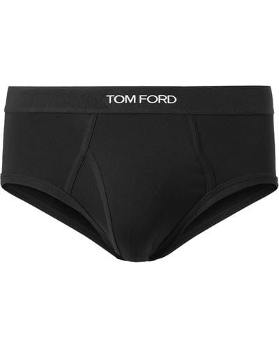 Tom Ford 2-pack Stretch-cotton Logo Briefs - Black