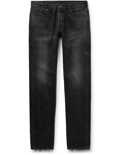 John Elliott The Cast 2 Slim-fit Distressed Paint-splattered Selvedge Jeans - Black