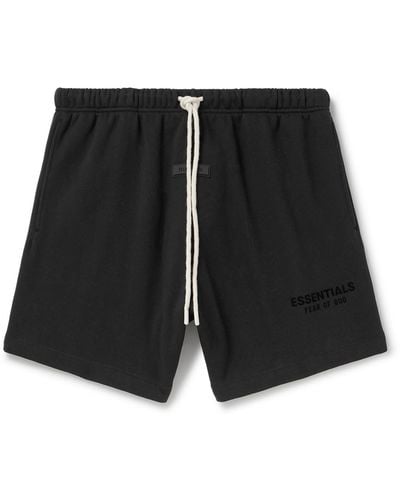 Fear Of God Straight-leg Logo-appliquéd Cotton-blend Jersey Drawstring Shorts - Black