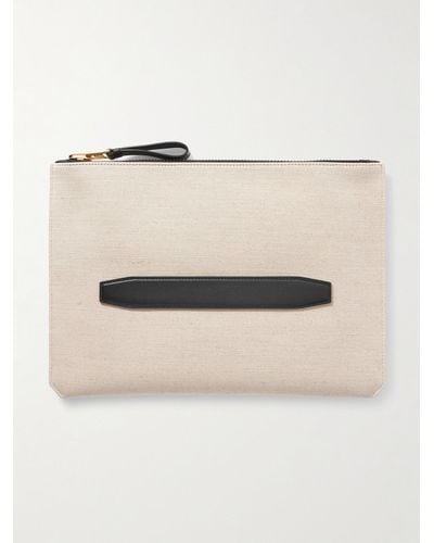 Tom Ford Buckley Leather-trimmed Canvas Document Holder - Natural