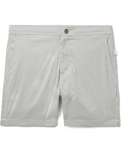 Onia Calder Straight-leg Mid-length Striped Swim Shorts - Gray