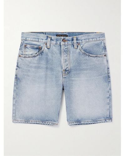 Nudie Jeans Seth Straight-leg Denim Shorts - Blue
