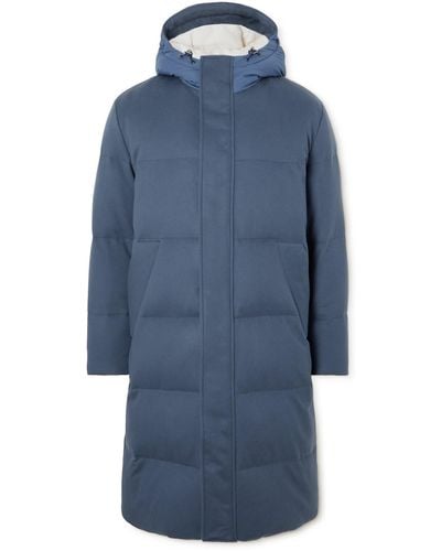 Loro Piana Quilted Cashmere Down Parka - Blue