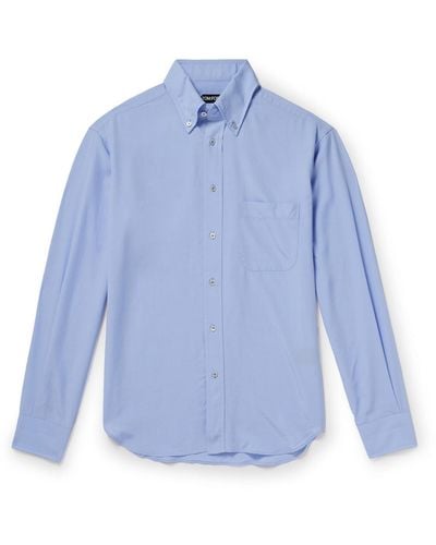 Tom Ford Button-down Collar Lyocell And Silk-blend Shirt - Blue