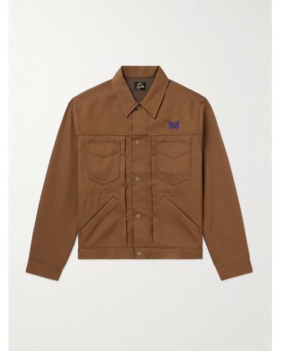 Needles Logo-embroidered Twill Jacket - Brown