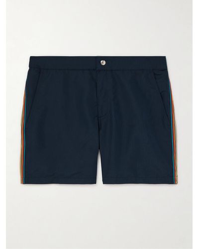 Paul Smith Straight-leg Mid-length Striped Recycled Swim Shorts - Blue
