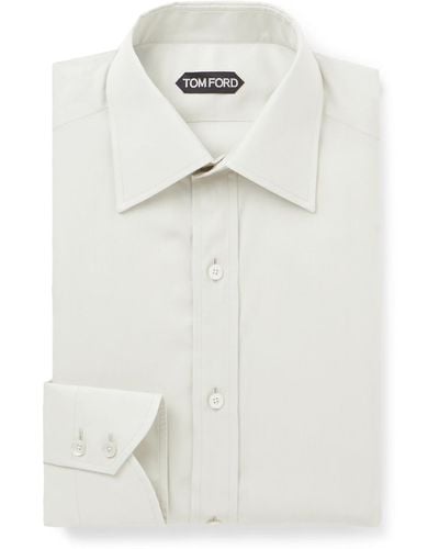 Tom Ford Cutaway-collar Lyocell-blend Poplin Shirt - White