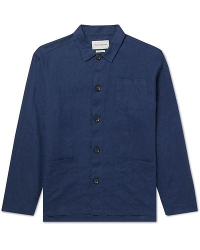 Oliver Spencer Hockney Linen Jacket - Blue