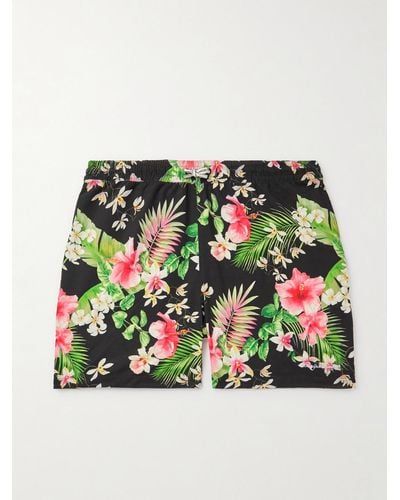 Ralph Lauren Purple Label Amalfi Straight-leg Mid-length Floral-print Swim Shorts - Green