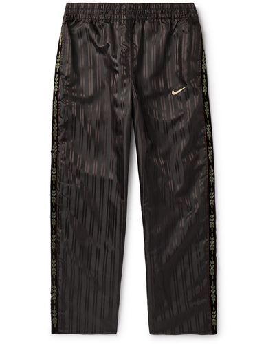 Nike Bode Scrimmage Straight-leg Velvet-trimmed Striped Satin Pants - Black
