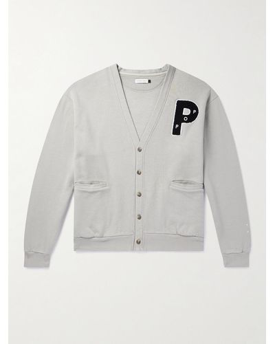 Pop Trading Co. Logo-appliquéd Cotton-jersey Cardigan - Grey