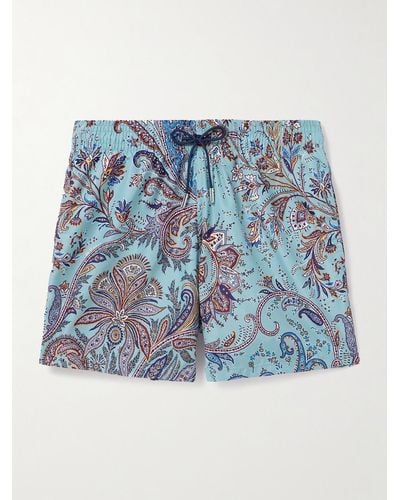 Etro Straight-leg Mid-length Paisley-print Swim Shorts - Blue