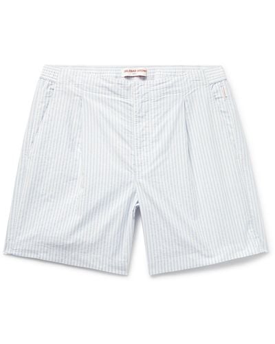 Orlebar Brown Hannes Slim-fit Striped Cotton-poplin Shorts - Blue
