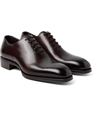 Tom Ford Gianni Burnished-leather Oxford Shoes - Brown