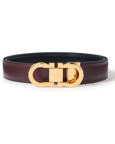 Ferragamo 3cm Gancini Reversible Leather Belt - Brown