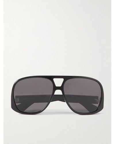 Saint Laurent Aviator-style Acetate Sunglasses - Grey