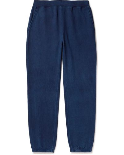 Blue Blue Japan Tapered Indigo-dyed Cotton-jersey Sweatpants - Blue