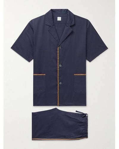 Paul Smith Striped Cotton-poplin Pyjama Set - Blue