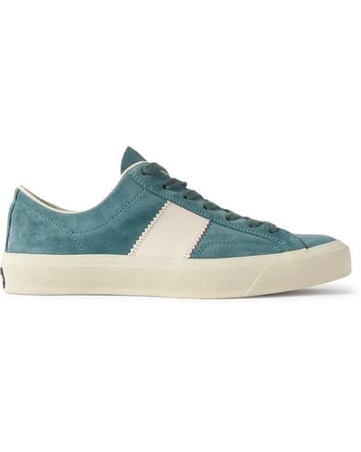 Tom Ford Cambridge Leather-trimmed Suede Sneakers - Blue