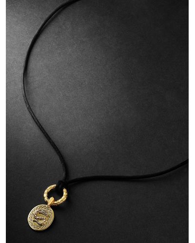 John Hardy Legends Naga Gold And Leather Pendant Necklace - Black