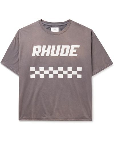 Rhude Off Road Logo-print Cotton-jersey T-shirt - Gray
