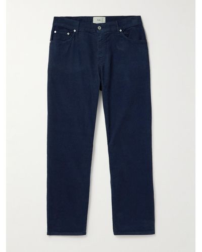 Folk Straight-leg Cotton-corduroy Trousers - Blue