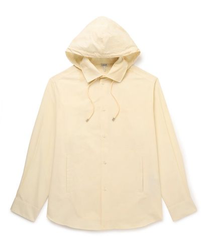 Loewe Logo-jacquard Cotton-poplin Hooded Overshirt - Natural