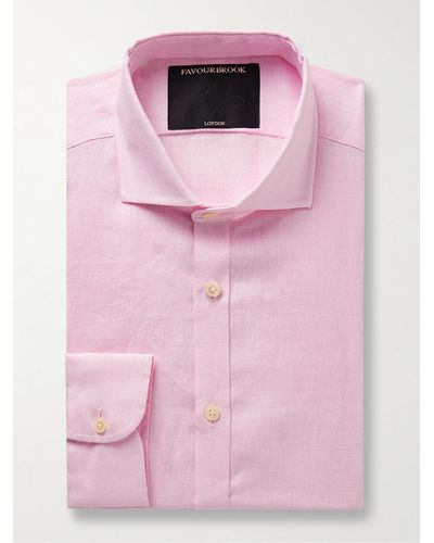 Favourbrook Camicia in lino con collo alla francese Bridford - Rosa
