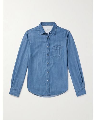 Officine Generale Slim-fit Lyocell-chambray Shirt - Blue