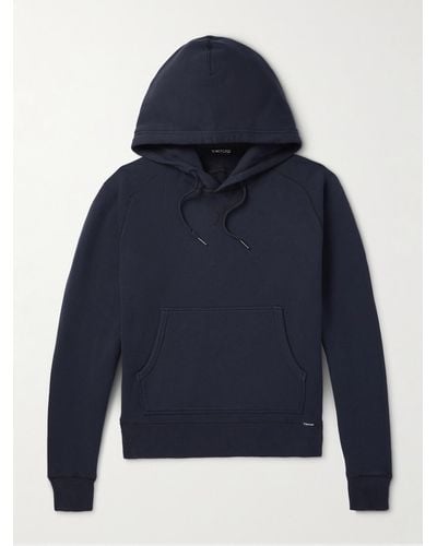 Tom Ford Garment-dyed Cotton-jersey Hoodie - Blue