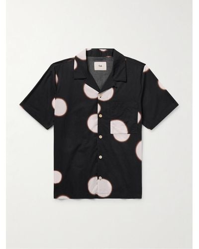 Folk Convertible-collar Polka-dot Cotton-voile Shirt - Black