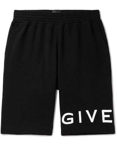 Givenchy Wide-leg Logo-embroidered Cotton-jersey Shorts - Black