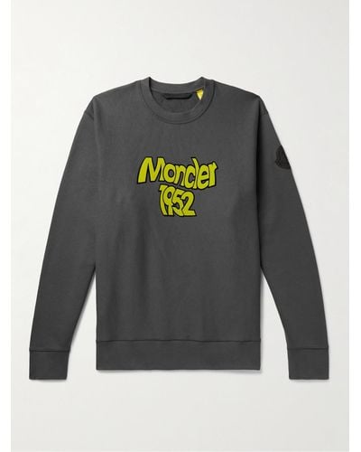 Moncler Genius 2 Moncler 1952 Sweatshirt aus Baumwoll-Jersey mit Logoflockdruck - Grau