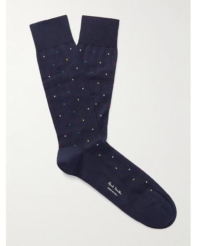 Paul Smith Socken aus einer Stretch-Baumwollmischung mit Punkten - Blau
