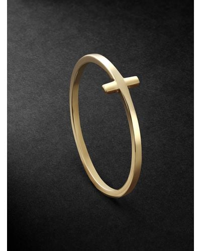 Sydney Evan Cross Gold Ring - Black