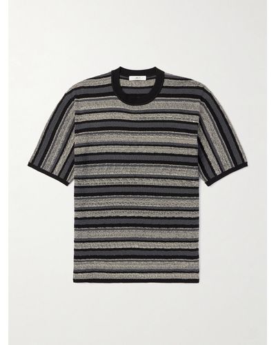 MR P. Striped Textured-cotton T-shirt - Black