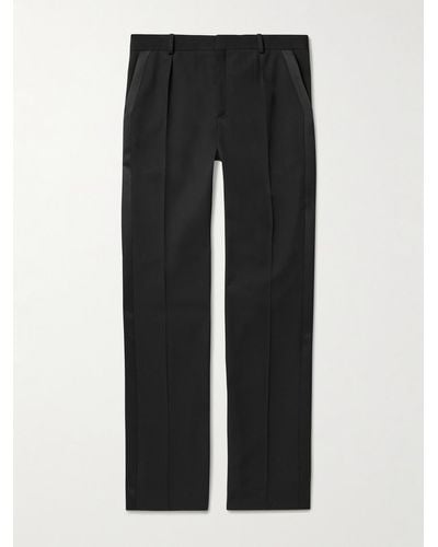 Saint Laurent Tapered Pleated Wool Trousers - Black