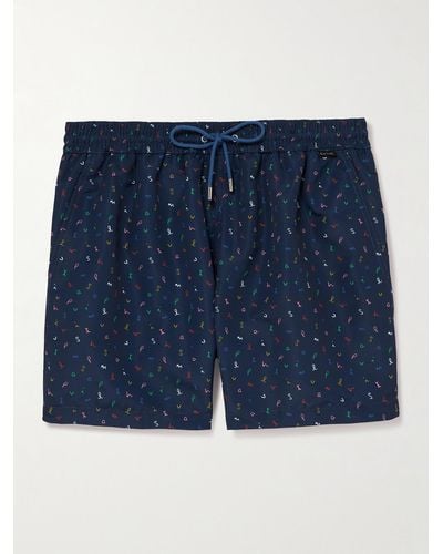 Paul Smith Straight-leg Mid-length Printed Recycled Swim Shorts - Blue
