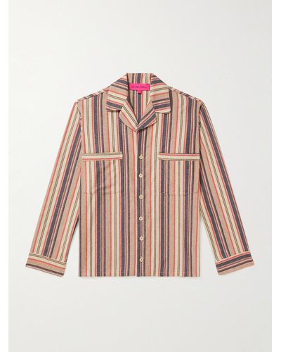 The Elder Statesman Striped Cashmere-blend Flannel Shirt - Pink