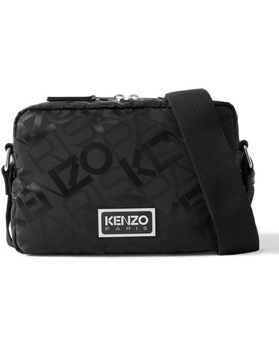 KENZO Logo-jacquard Shell Messenger Bag - Black